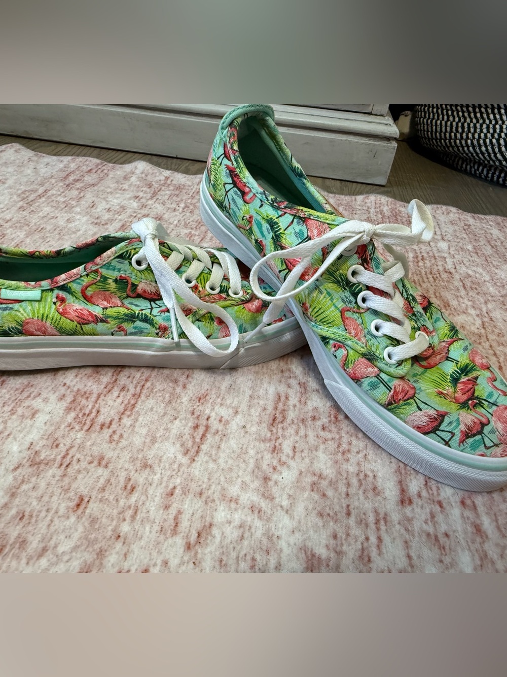 Vans Flamingo Canvas Low-Top Sneakers - Green/Pink